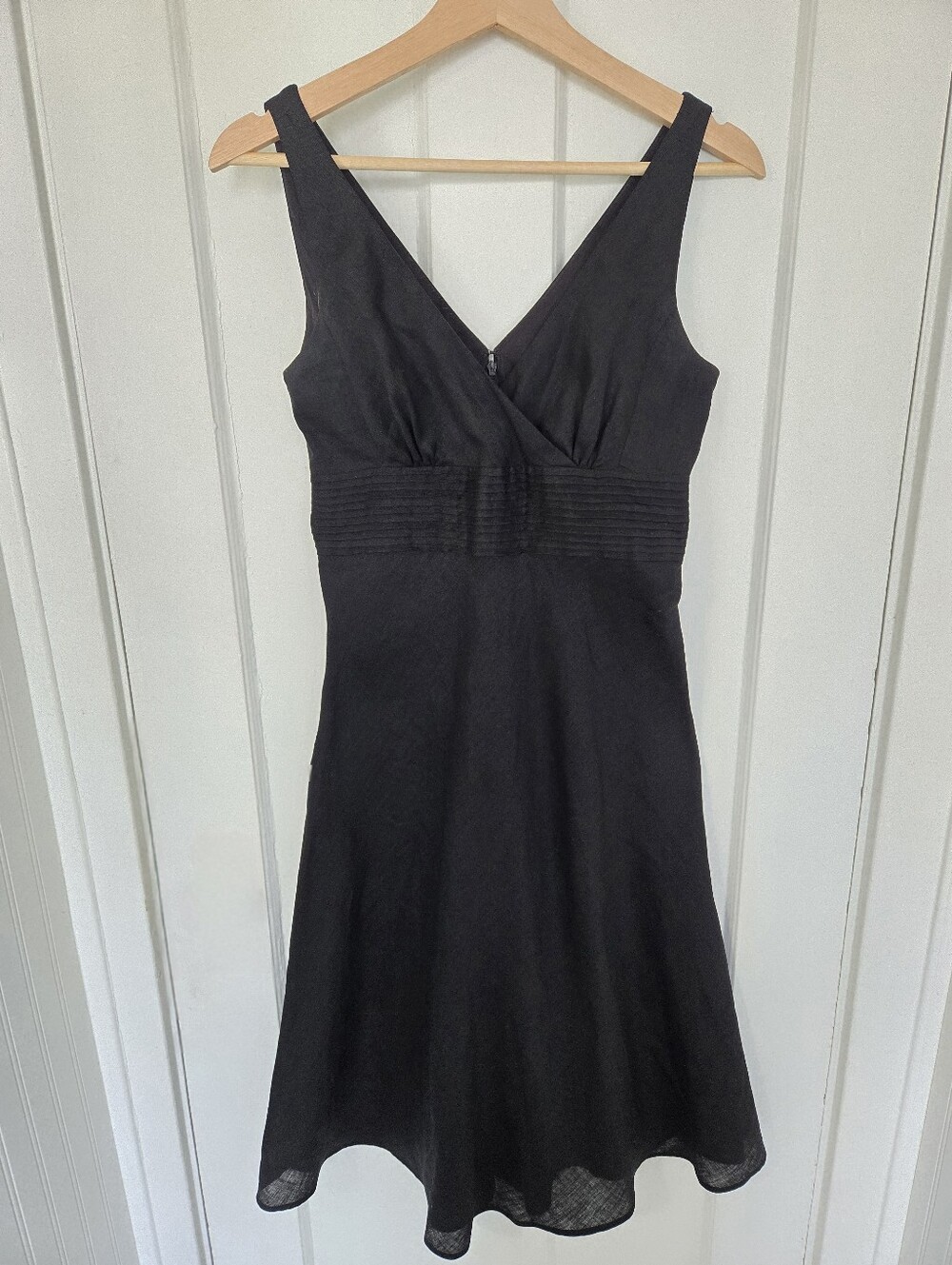 J. Crew Womens Vintage Y2K Babydoll Black Linen Midi Dress Size 0 90s Minimalism